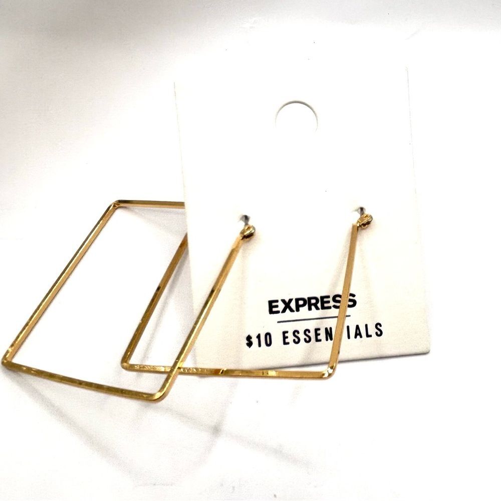 Express Gold Chain Hoop Geometric Square Hoop Earrings Set - Picture 5 of 8
